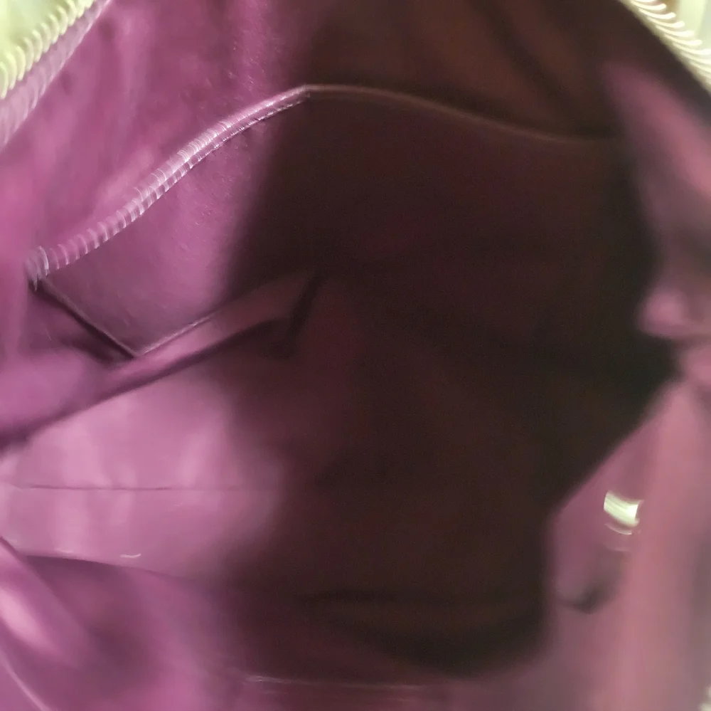 Coach Plum Pebbled Leather 2way Satchel W Scarf EUC - Picture 7 of 16